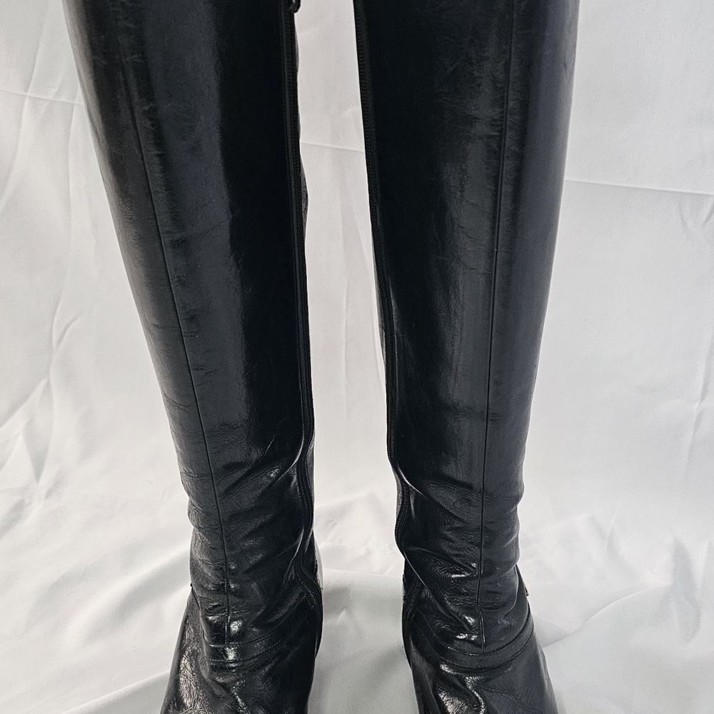Salvatore Ferragamo Wing Tip Black Leather Boots